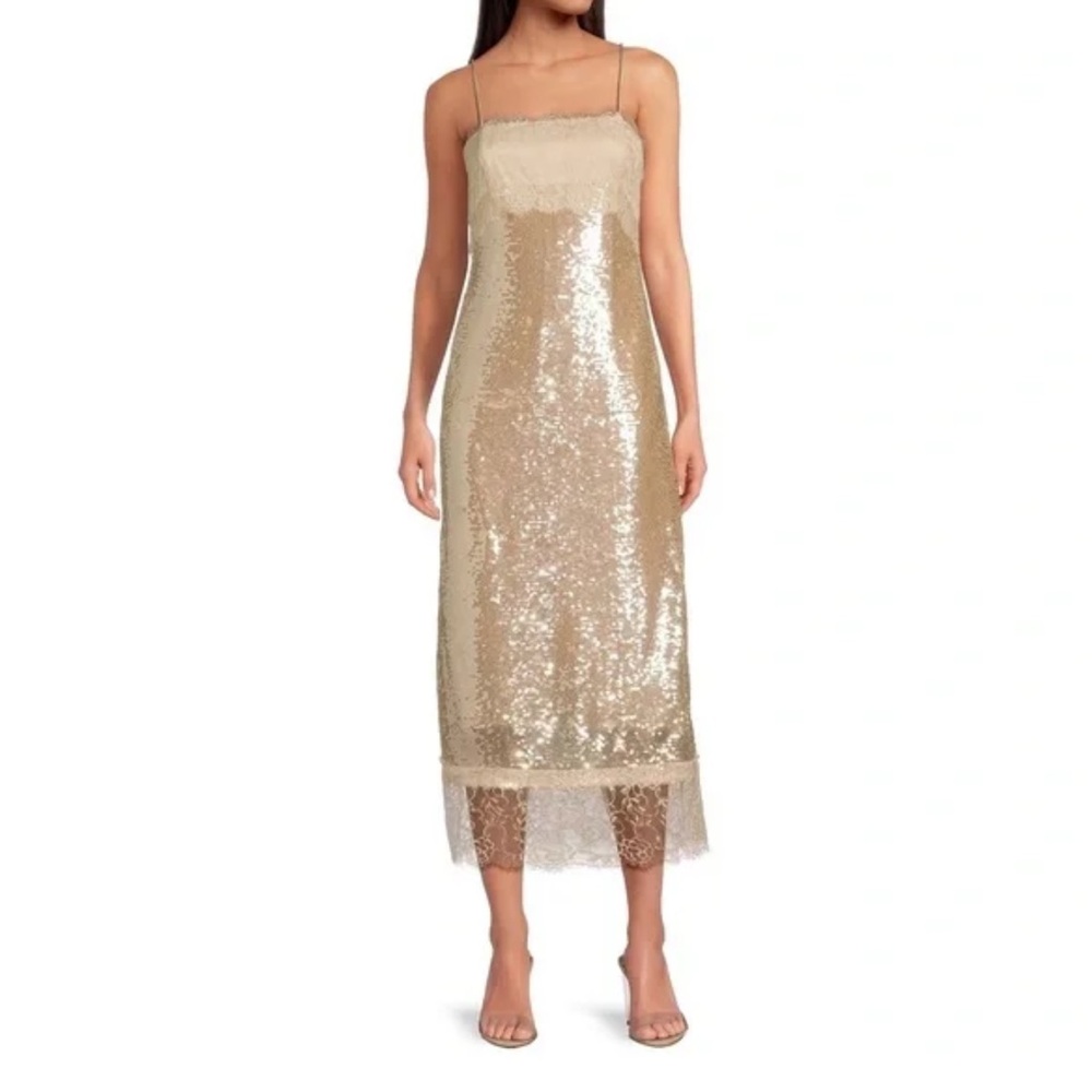 Gianni Bini Gold Sequin Midi Dress